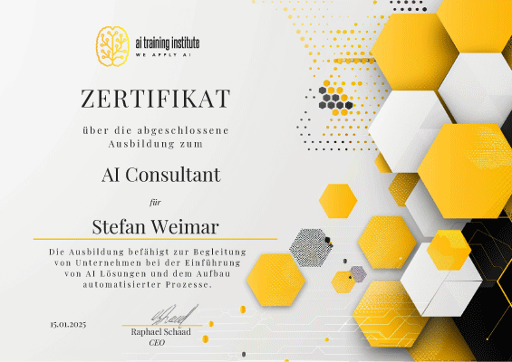 Zertifikat AI Consultant / AI Consultant certificate