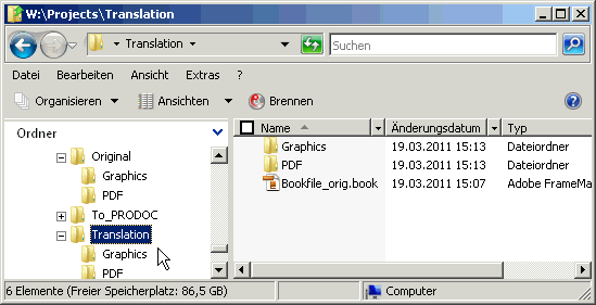 Framemaker Dateien ablegen