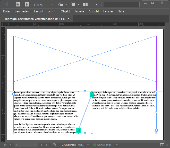 trouble linking text boxes indesign