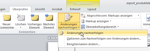 Änderungen nachverfolgen in MS Word aktivieren