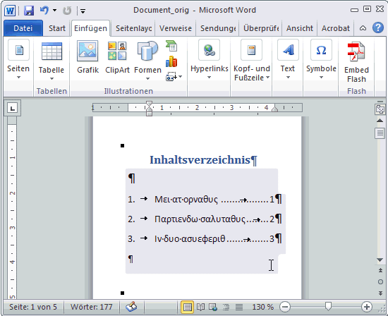 Microsoft Word Inhaltsverzeichnis generieren 2